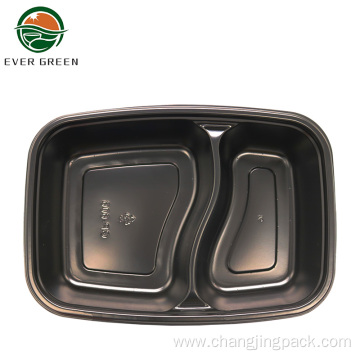 Disposable Food Grade 2 Compartments Clear Lunch Containers